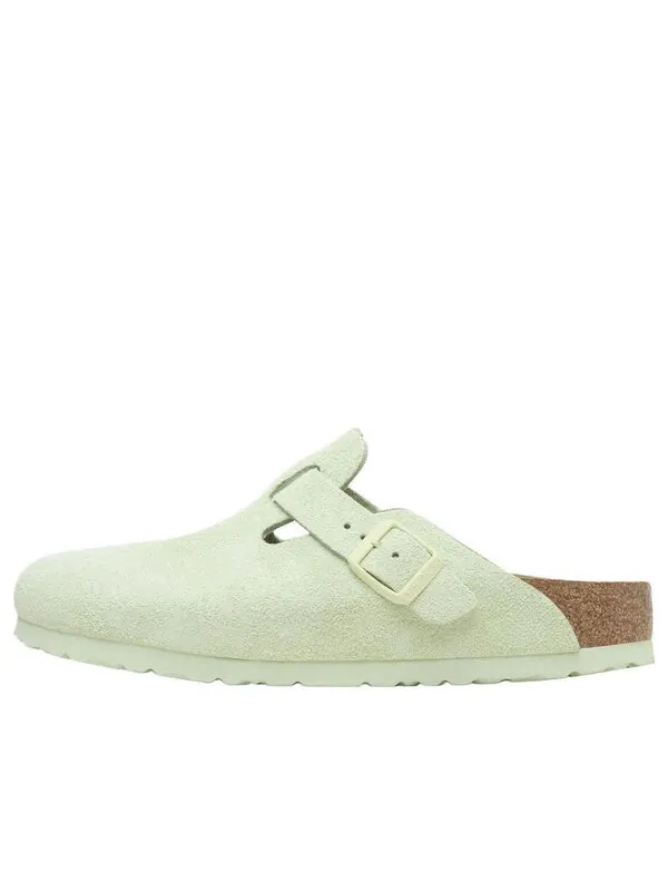 Тапочки boston soft footbed suede leather narrow fit sandals 'faded lime' Birkenstock — изображение 1 из 4, зеленый