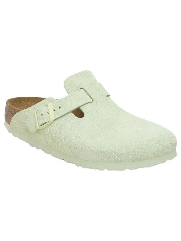 Тапочки boston soft footbed suede leather narrow fit sandals 'faded lime' Birkenstock — изображение 2 из 4, зеленый