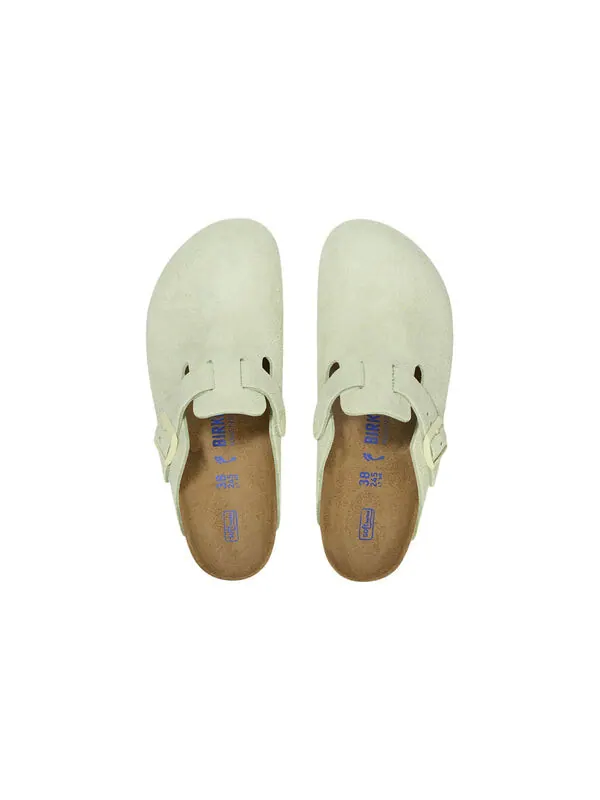 Тапочки boston soft footbed suede leather narrow fit sandals 'faded lime' Birkenstock — изображение 4 из 4, зеленый