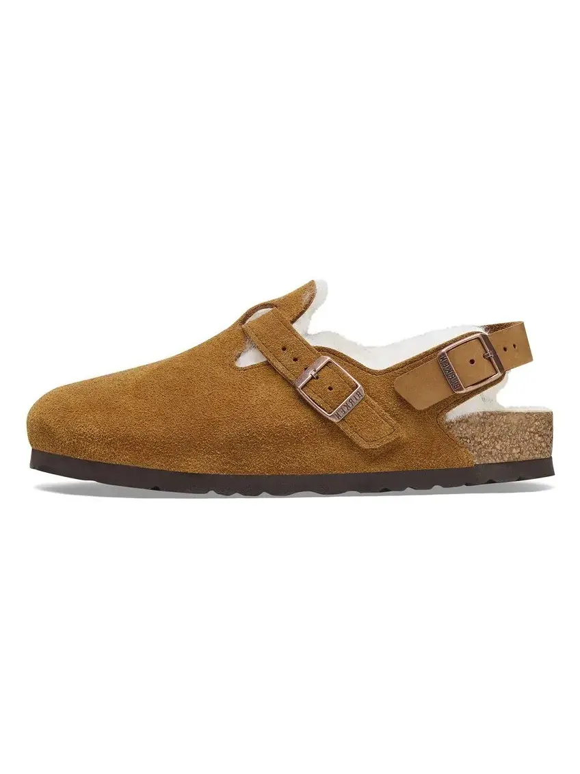 Мюли Birkenstock Tokio Shearling Suede Leather унисекс — изображение 1 из 1, коричневый