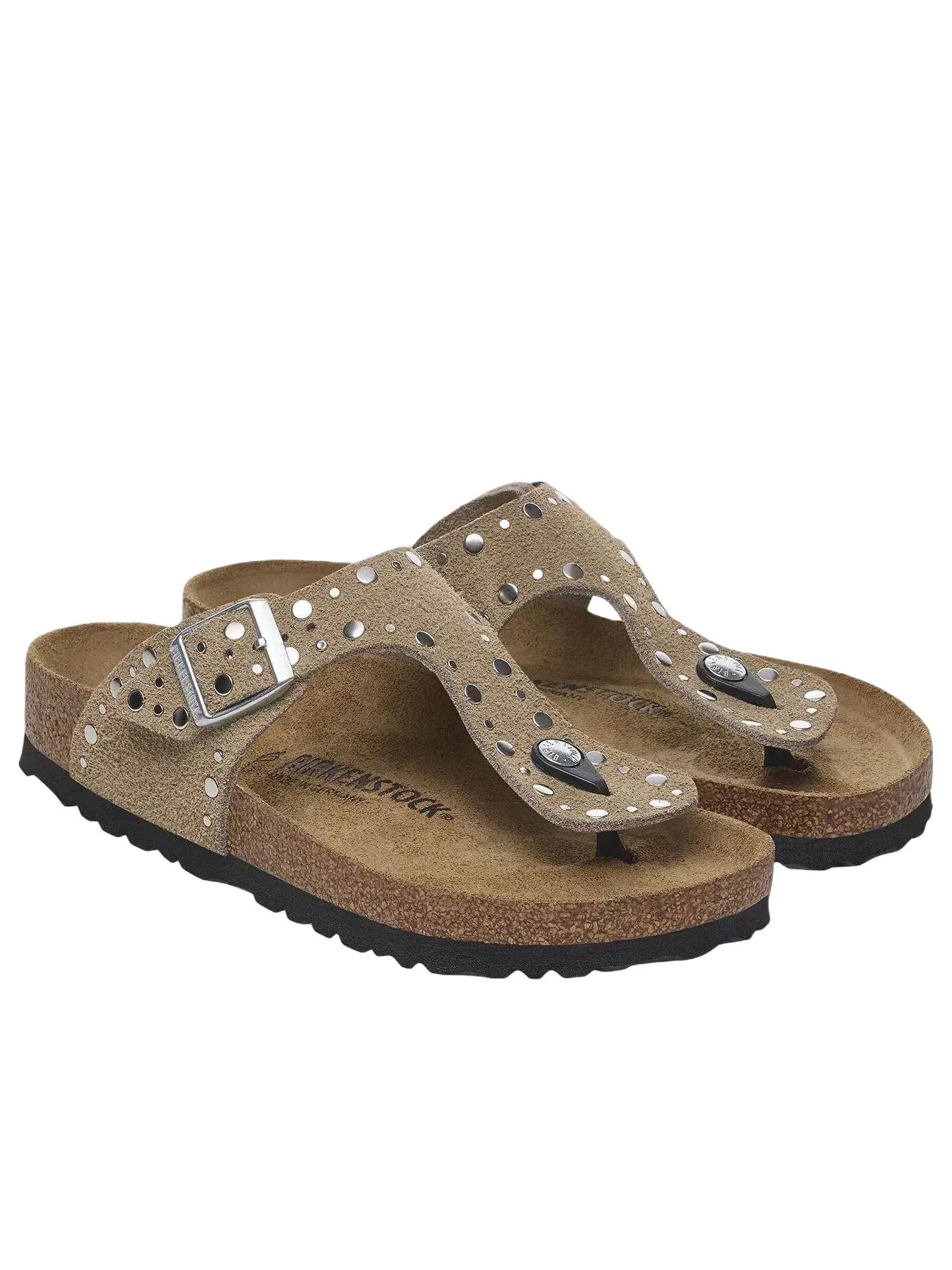 Женские сандалии-слипоны с открытым носком Gizeh Rivets Birkenstock — изображение 3 из 5, бежевый