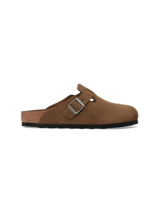 Мюли Birkenstock Boston Soft Footbed Suede Leather узкие — изображение 1 из 3, чайный