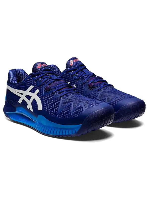 Кроссовки gel resolution 8 2e wide 'dive blue' Asics — изображение 3 из 4, темный синий/белый