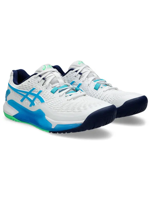 Кроссовки gel-resolution 9 'white digital aqua' Asics — изображение 3 из 4, белый/голубой