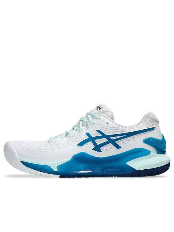 Кроссовки gel-resolution 9 'white teal blue' Asics — изображение 1 из 4, белый/синий