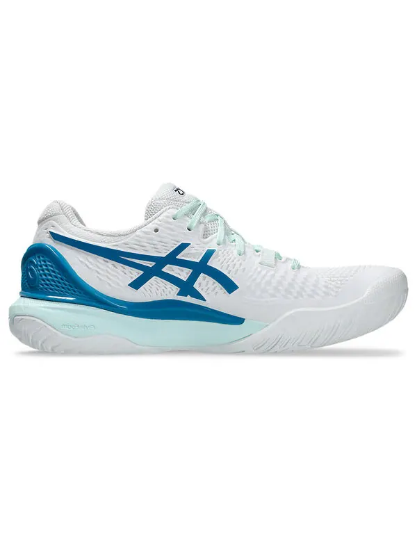 Кроссовки gel-resolution 9 'white teal blue' Asics — изображение 2 из 4, белый/синий