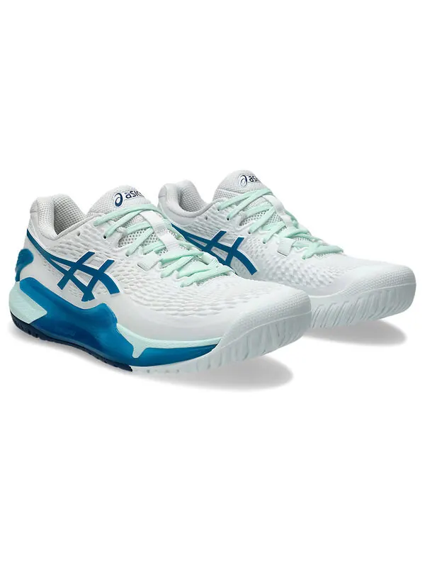 Кроссовки gel-resolution 9 'white teal blue' Asics — изображение 3 из 4, белый/синий