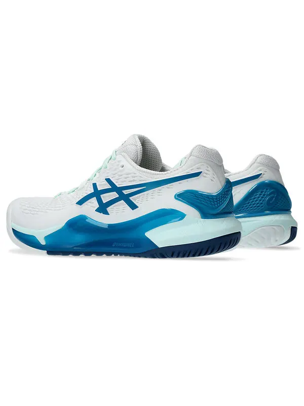 Кроссовки gel-resolution 9 'white teal blue' Asics — изображение 4 из 4, белый/синий