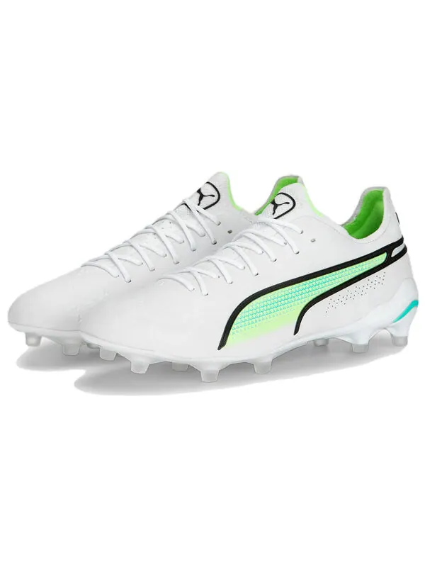 Кроссовки king ultimate fg ag 'white electric peppermint' Puma — изображение 3 из 4, белый/черный/желтый