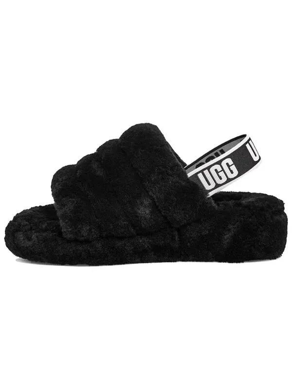 Сандалии пушистые да слайд толстая подошва тапочки Ugg — изображение 2 из 4, черный