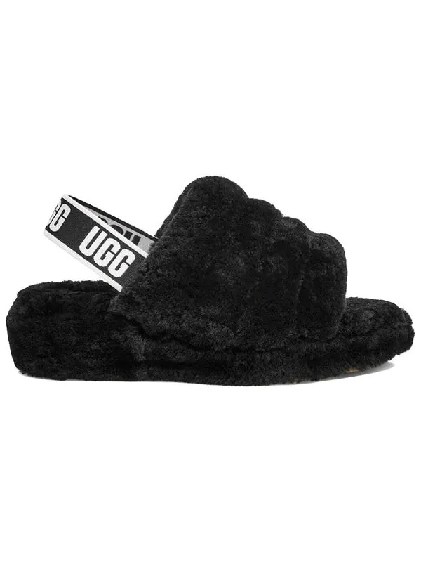 Сандалии пушистые да слайд толстая подошва тапочки Ugg — изображение 3 из 4, черный