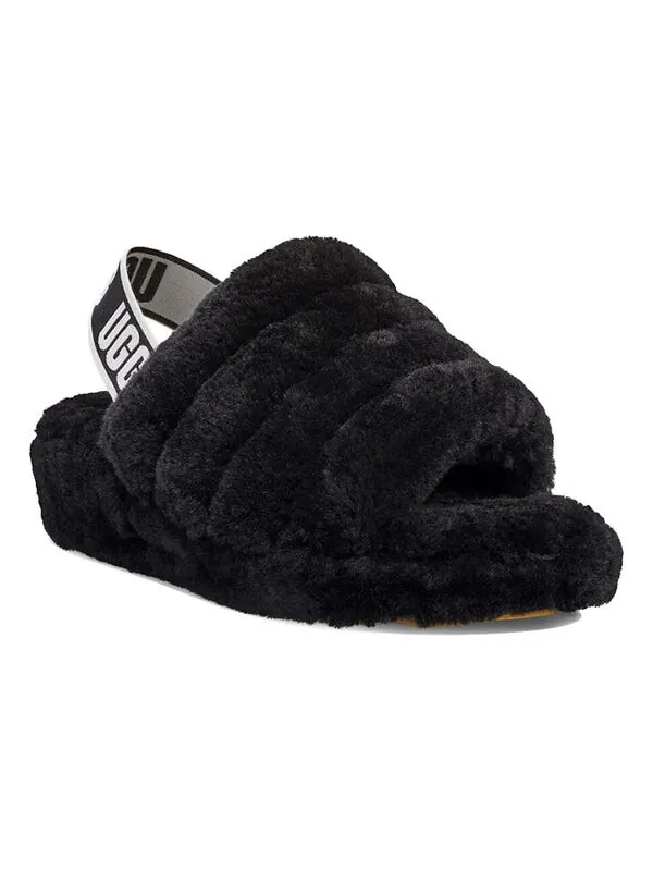 Сандалии пушистые да слайд толстая подошва тапочки Ugg — изображение 4 из 4, черный