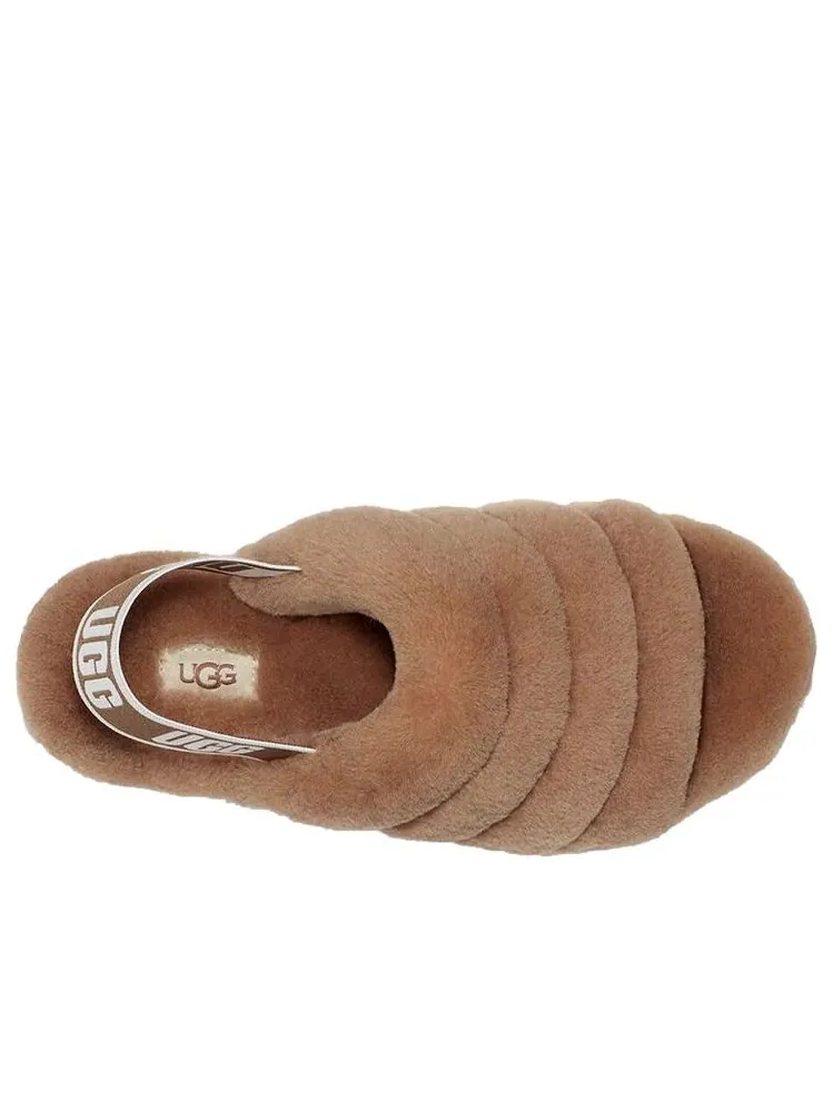 Сандалии (WMNS) UGG Fluff Yeah Slides 'Chestnut' — изображение 5 из 7, бежевый