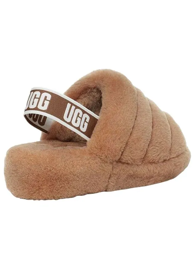Сандалии (WMNS) UGG Fluff Yeah Slides 'Chestnut' — изображение 6 из 7, бежевый