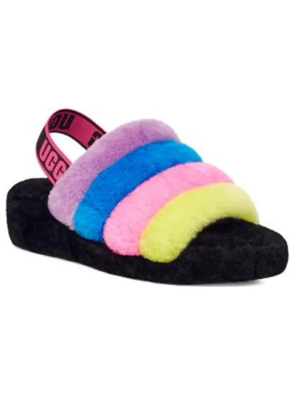 Сандалии fluff yeah slide 'black taffy pink multi' Ugg — изображение 4 из 4, черный/розовый мульти