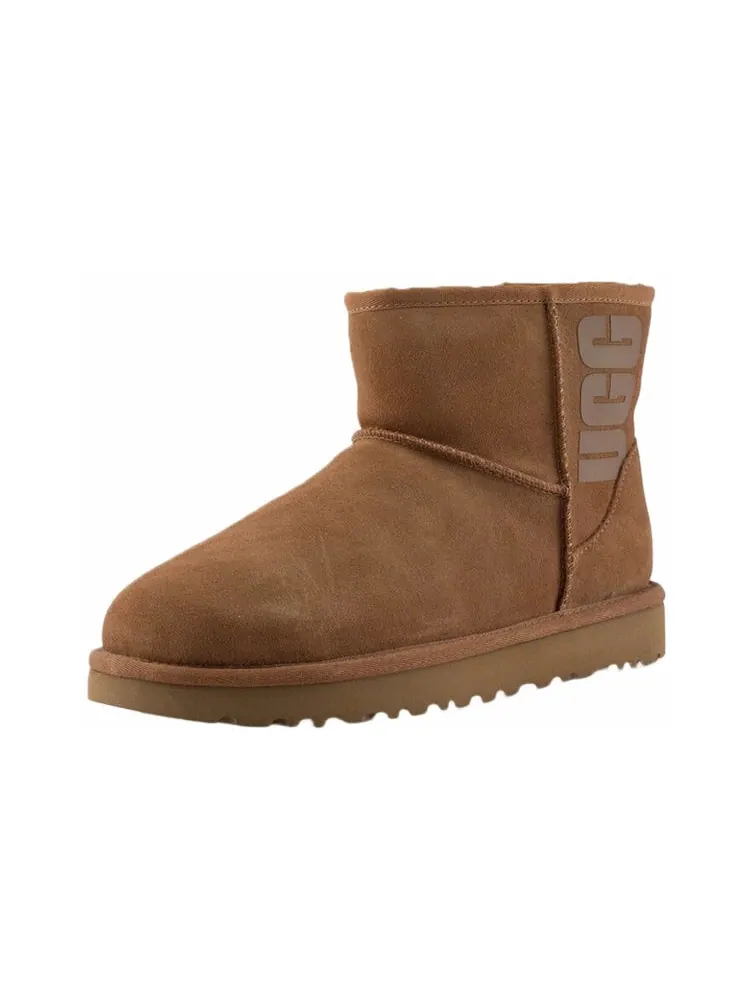 (WMNS) UGG Classic Mini UGG Rubber Logo 'Chestnut' — изображение 3 из 6, коричневый