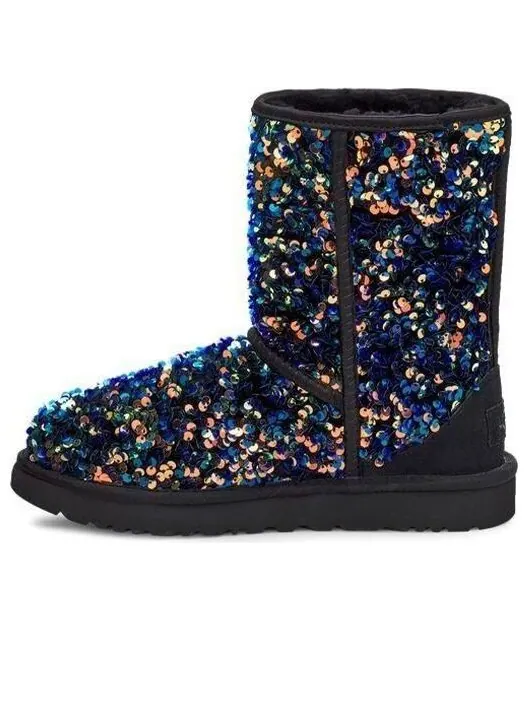 Кроссовки классические короткие звездные блестящие зимние ботинки Ugg — изображение 1 из 4, черный