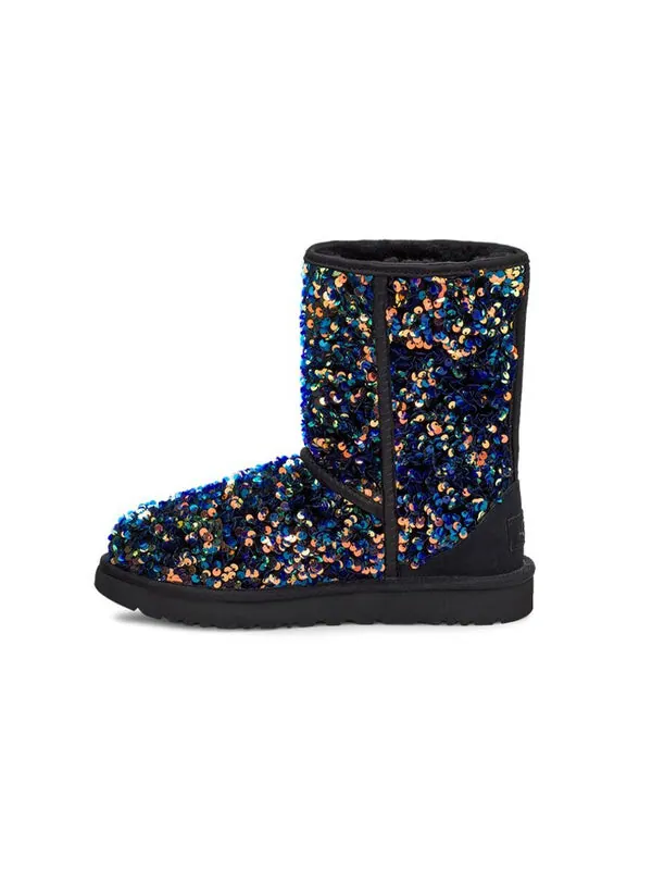Кроссовки классические короткие звездные блестящие зимние ботинки Ugg — изображение 2 из 4, черный
