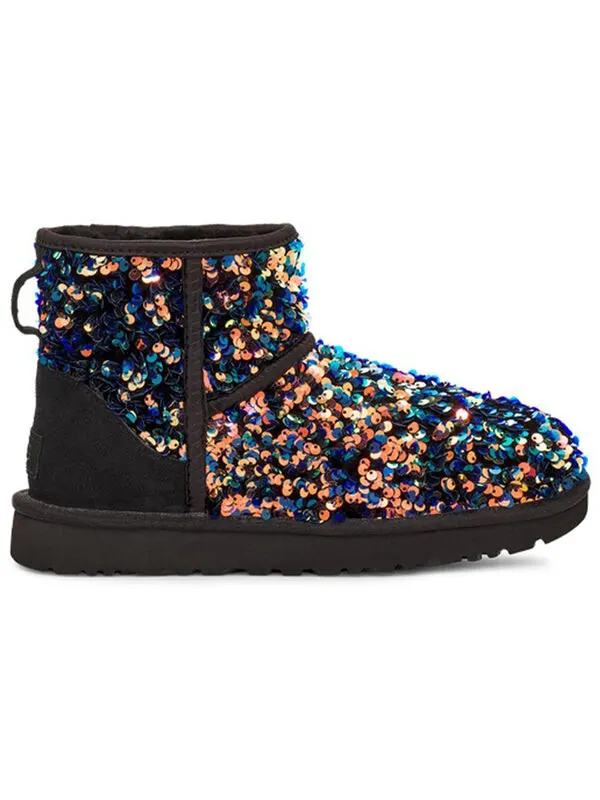 Ботинки зимние UGG Classic Mini Stellar Sequin — изображение 2 из 4, черный