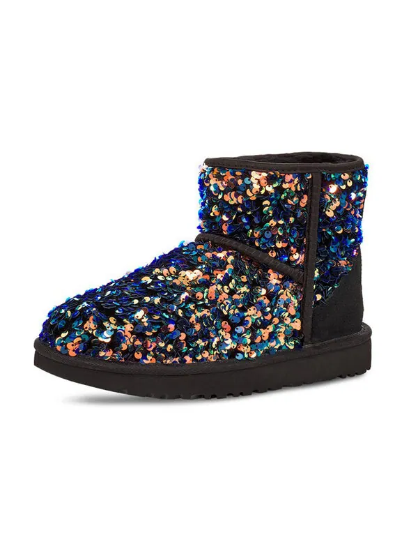 Ботинки зимние UGG Classic Mini Stellar Sequin — изображение 3 из 4, черный