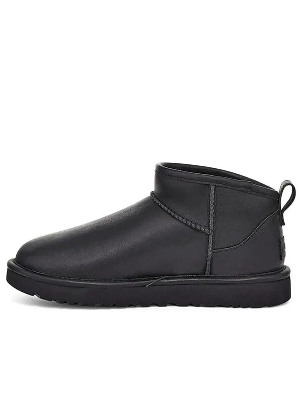 Кроссовки (WMNS) UGG Classic Ultra Mini Leather 'Black' — изображение 1 из 4, черный
