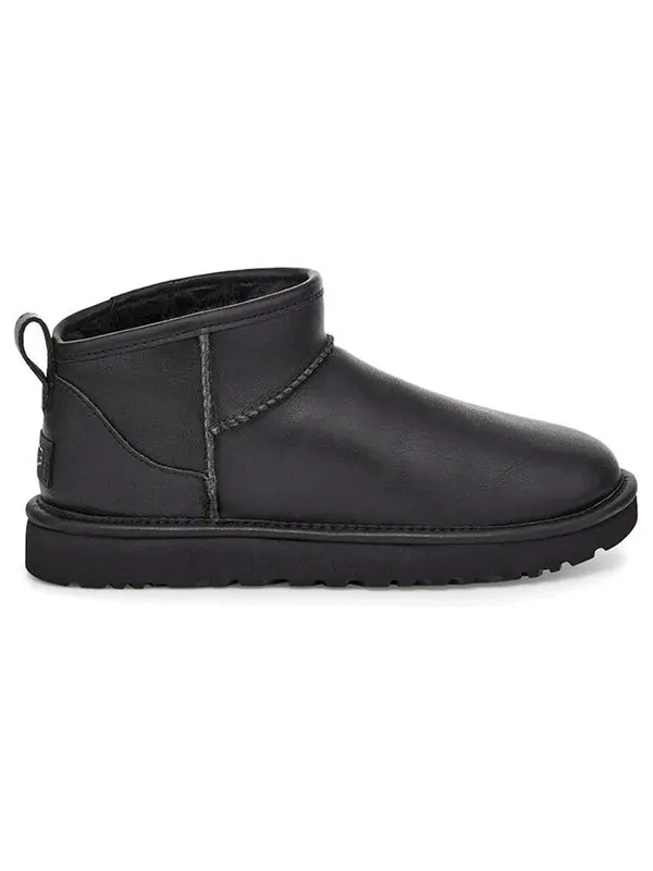 Кроссовки (WMNS) UGG Classic Ultra Mini Leather 'Black' — изображение 3 из 4, черный