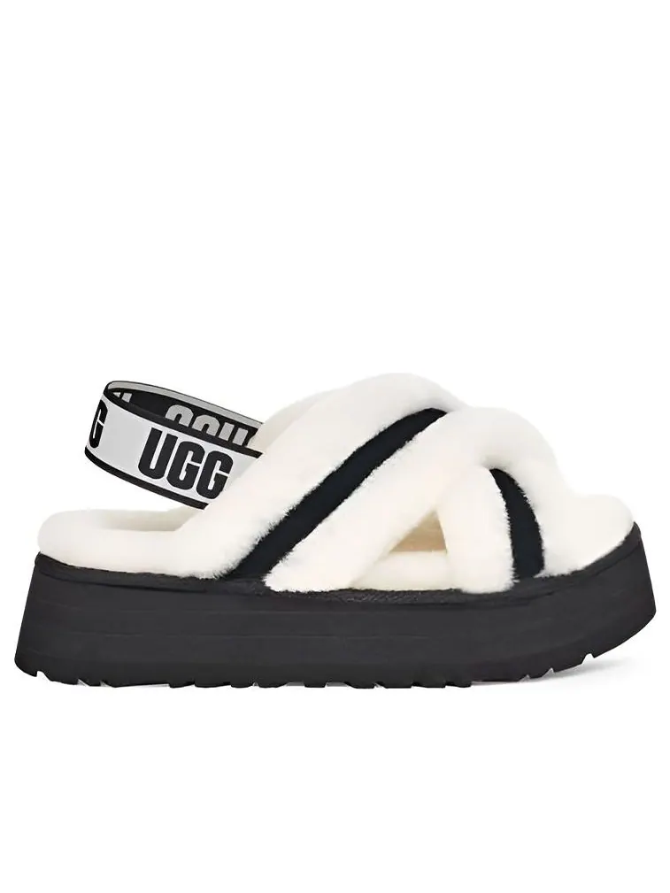 Сандалии (WMNS) UGG Disco Cross 'White Black' — изображение 3 из 5, белый
