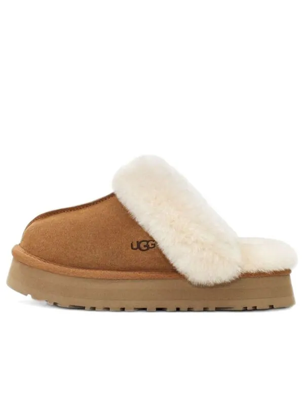Сандалии (WMNS) UGG Disquette Slippers 'Chestnut' — изображение 1 из 4, коричневый