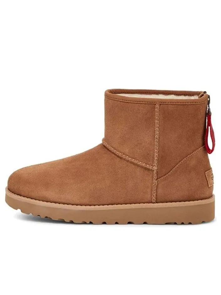 Угги (WMNS) UGG Classic Mini Logo Zip 'Chestnut' — изображение 1 из 7, бежевый
