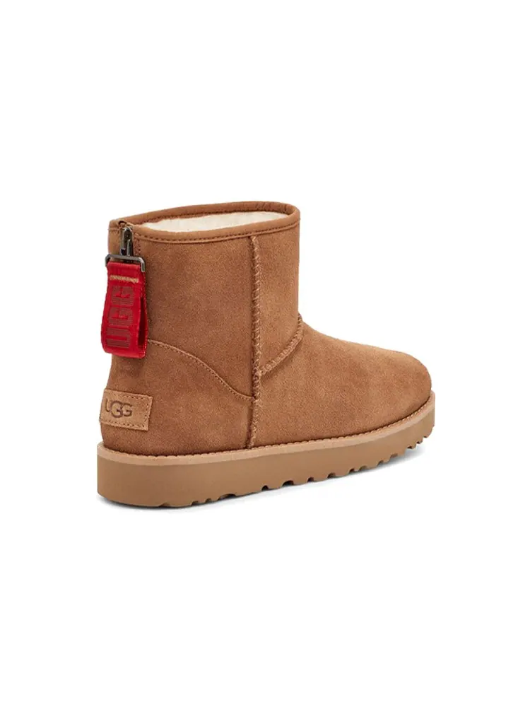 (WMNS) UGG Classic Mini Logo Zip 'Chestnut' — изображение 6 из 7, орех