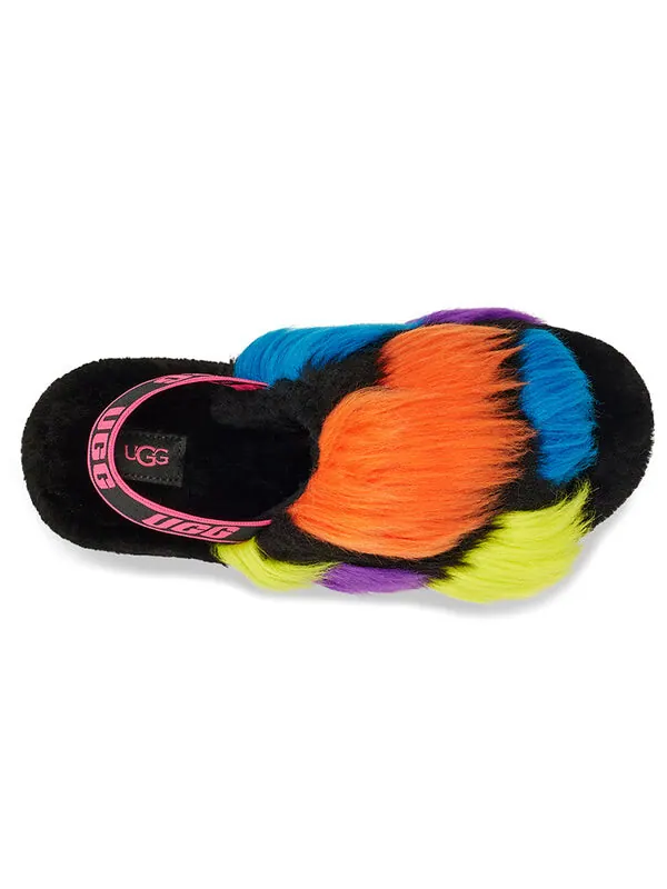 Сандалии fluff yeah party spots slipper 'black' Ugg — изображение 4 из 4, черный/розовый
