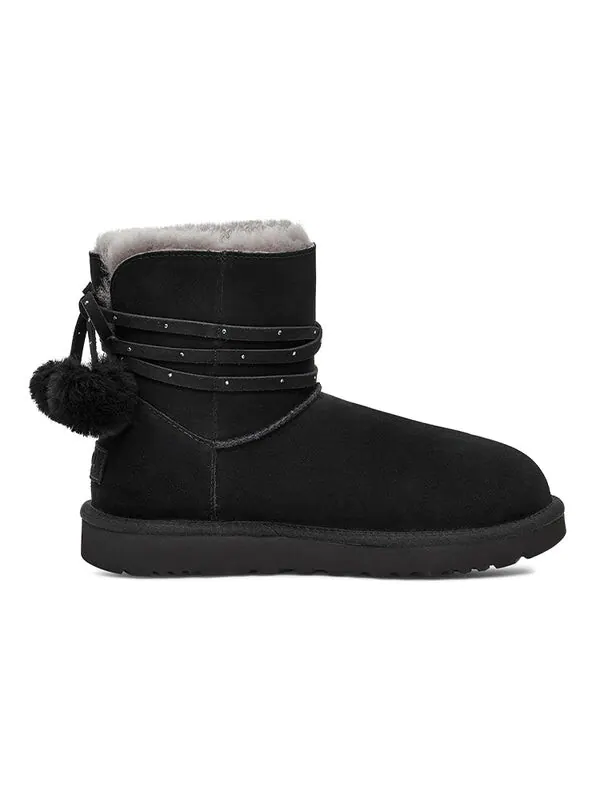 Ботинки зимние UGG с бантом-помпоном — изображение 3 из 4, черный