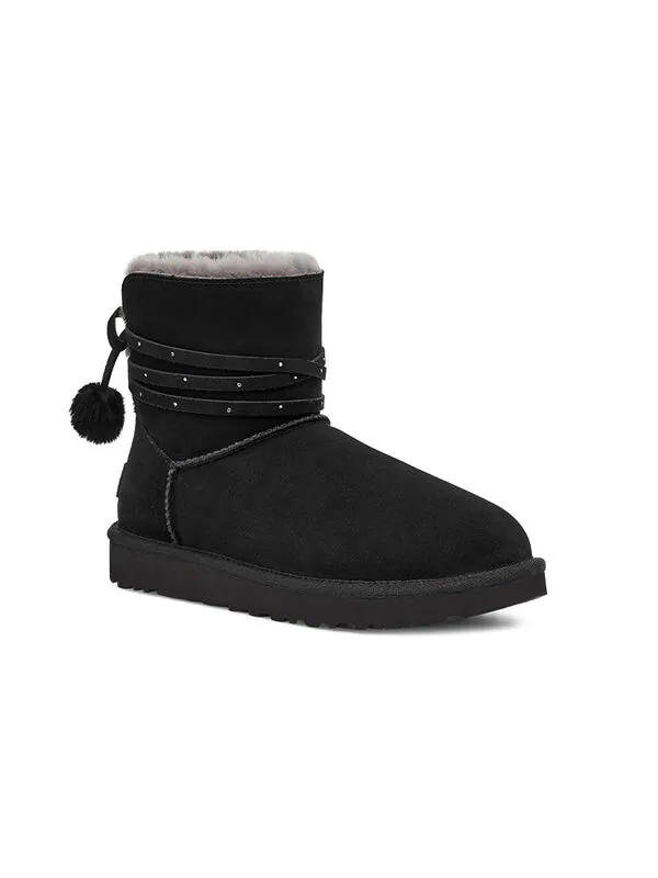 Ботинки зимние UGG с бантом-помпоном — изображение 4 из 4, черный