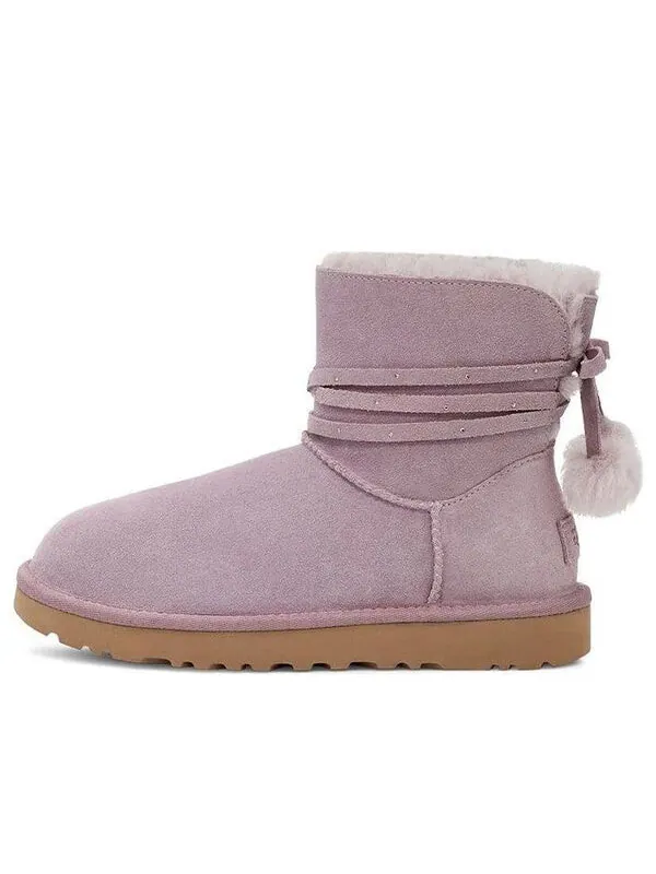 Ботинки зимние UGG с бантом-помпоном — изображение 1 из 4, фиолетовый