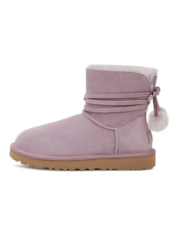 Ботинки зимние UGG с бантом-помпоном — изображение 2 из 4, фиолетовый