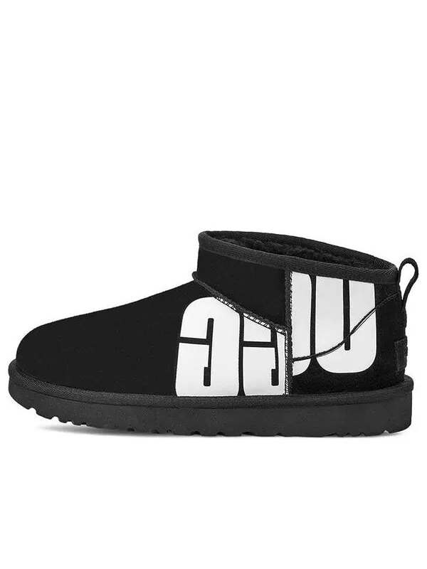 Кроссовки классические ультра мини сломанный логотип Ugg — изображение 1 из 4, черный/белый