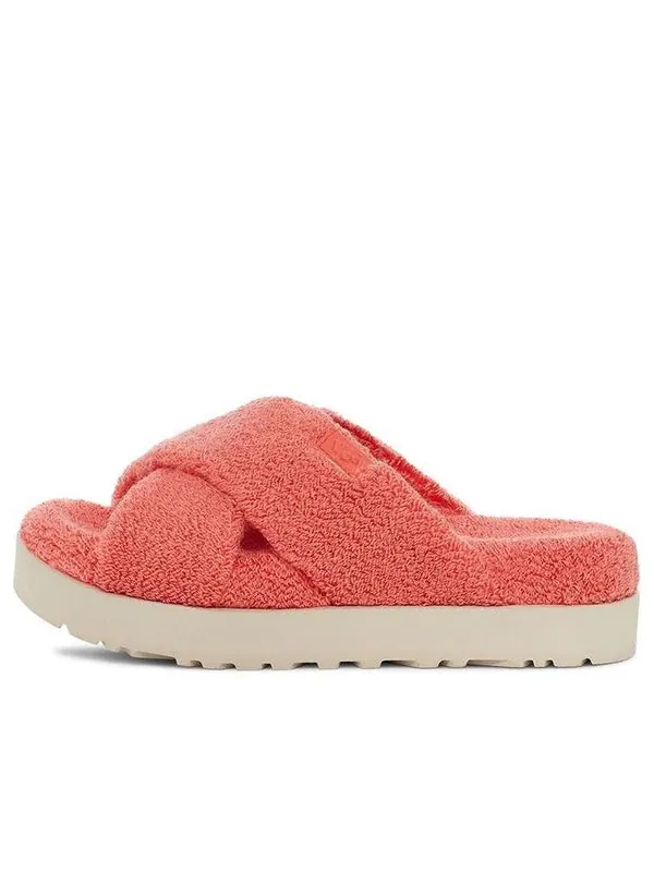 Тапочки fuzz sugar terry cross slide 'pink' Ugg — изображение 1 из 4, розовый