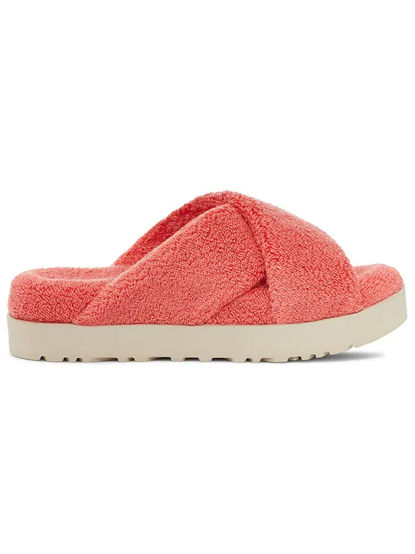 Тапочки fuzz sugar terry cross slide 'pink' Ugg — изображение 3 из 4, розовый