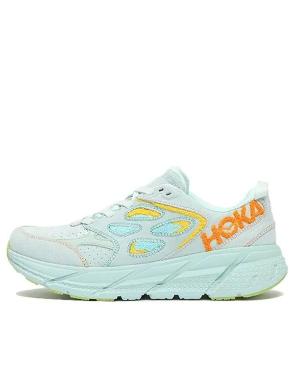 Кроссовки clifton l 'embroidery - blue glass' Hoka One One — изображение 1 из 4, синий/желтый