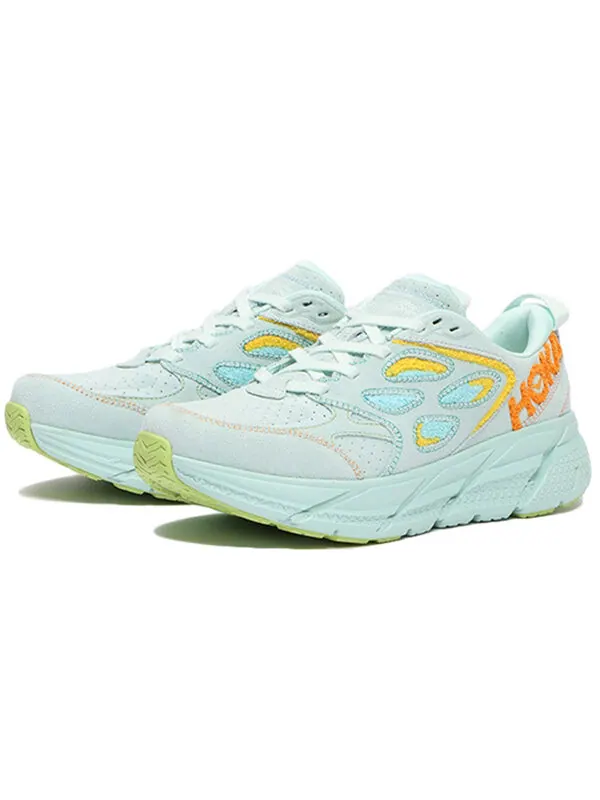 Кроссовки clifton l 'embroidery - blue glass' Hoka One One — изображение 2 из 4, синий/желтый