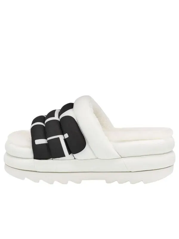 Тапочки maxi slide logo 'white' Ugg — изображение 1 из 4, белый/черный