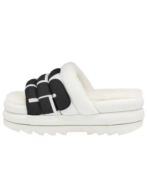 Тапочки maxi slide logo 'white' Ugg — изображение 2 из 4, белый/черный