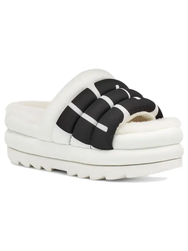 Тапочки maxi slide logo 'white' Ugg — изображение 4 из 4, белый/черный