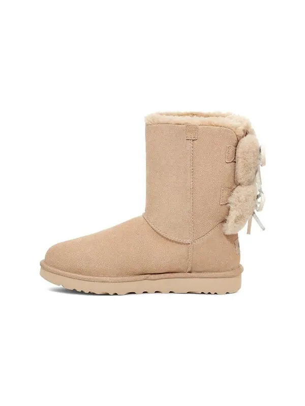 Кроссовки классические с двойным бантом короткие ботинки Ugg — изображение 2 из 4, бежевый