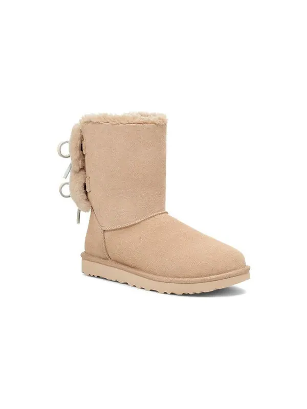 Кроссовки классические с двойным бантом короткие ботинки Ugg — изображение 3 из 4, бежевый