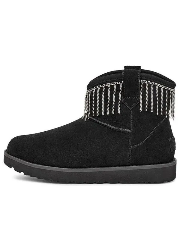 Ботинки зимние UGG Classic с бахромой — изображение 1 из 4, черный