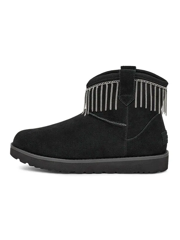Ботинки зимние UGG Classic с бахромой — изображение 2 из 4, черный
