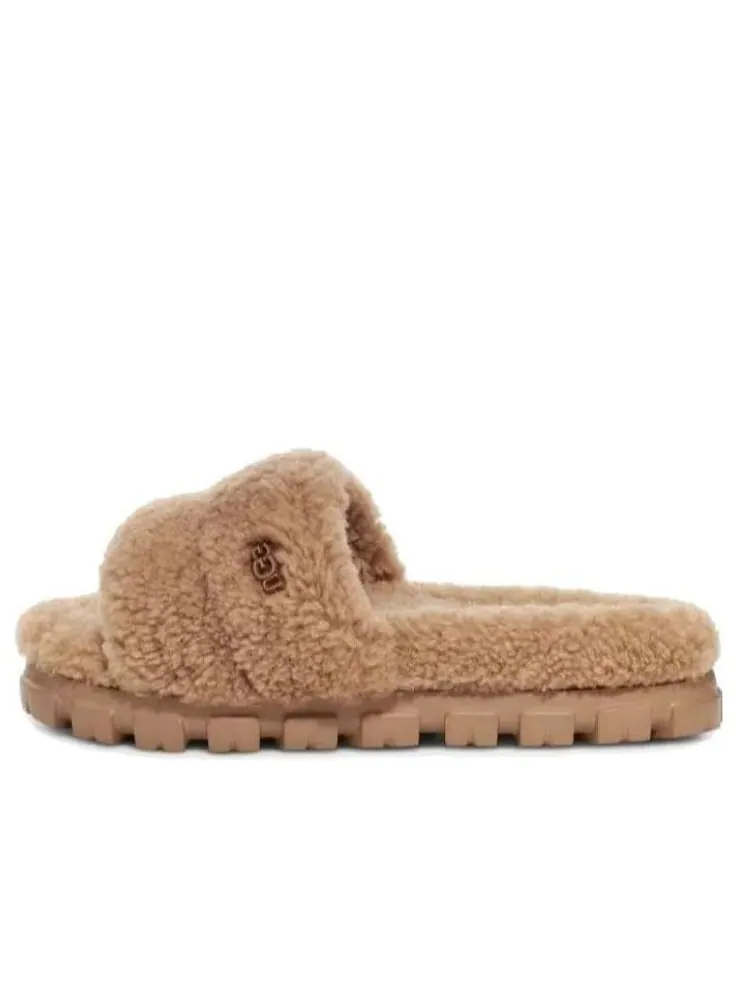 Шлепанцы (WMNS) UGG Cozetta Curly Slide 'Chestnut' — изображение 1 из 6, бежевый