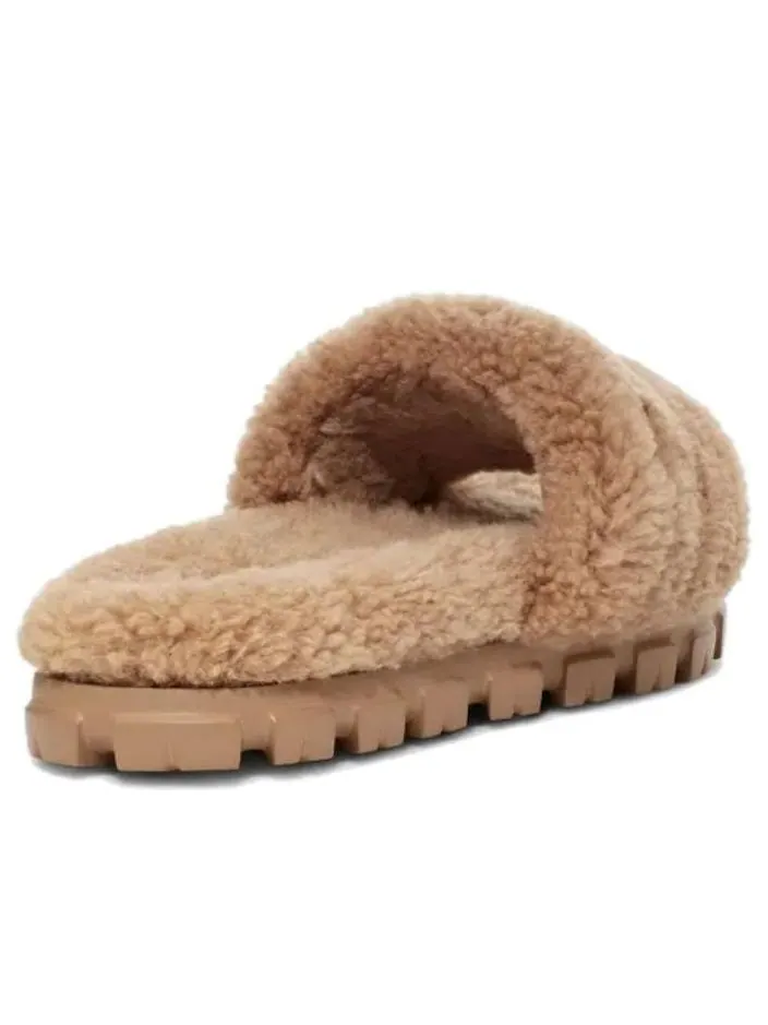 Шлепанцы (WMNS) UGG Cozetta Curly Slide 'Chestnut' — изображение 4 из 6, бежевый