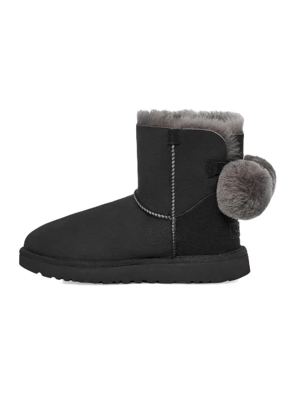 Ботинки зимние UGG с пушистым бантом — изображение 2 из 4, черный